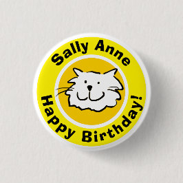 Feliz cumpleaños con nombre. Insignia del botón de