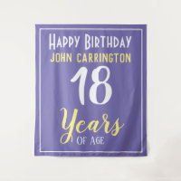 Feliz Cumpleaños con Nombre y Edad 18 Años Tapiz