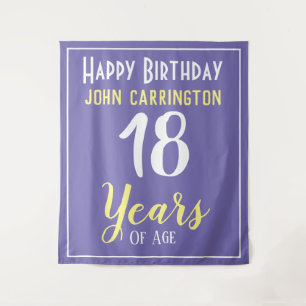 Feliz Cumpleaños con Nombre y Edad 18 Años Tapiz