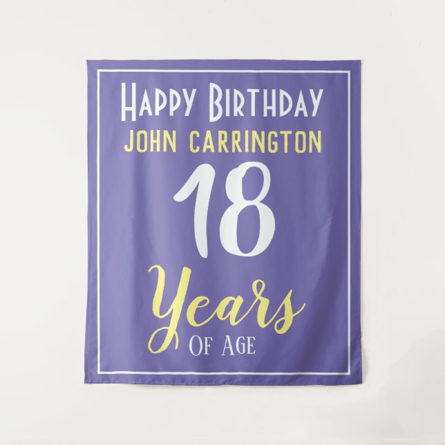Feliz Cumpleaños con Nombre y Edad 18 Años Tapiz (Anverso)