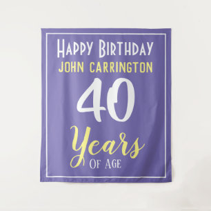 Feliz Cumpleaños con Nombre y Edad 40 Años Tapiz