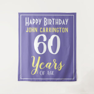Feliz Cumpleaños con Nombre y Edad 60 Años Tapiz
