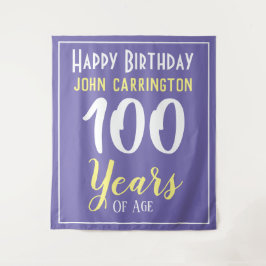 Feliz Cumpleaños con Nombre y Edad Tapiz de 100 Añ