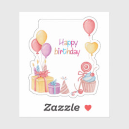 Feliz cumpleaños con pegatina de globos