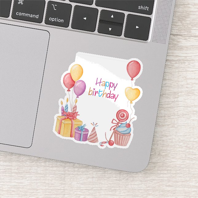 Feliz cumpleaños con pegatina de globos (Detalle)