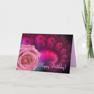 Feliz cumpleaños con tarjeta de rosa