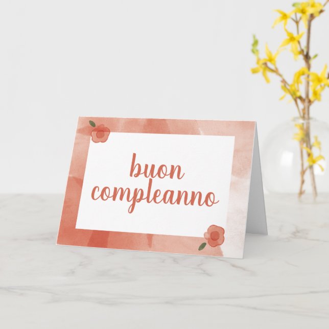 Feliz cumpleaños con tarjeta italiana (flor amarilla)