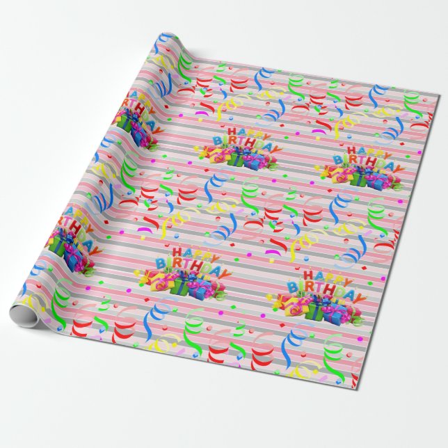 Feliz cumpleaños con tira de papel (Desenrollado)