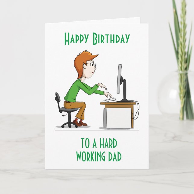 FELIZ CUMPLEAÑOS con una TARJETA "PAPÁ" de trabajo (Anverso)