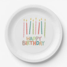 Feliz Cumpleaños con Velas en Platos de Papel