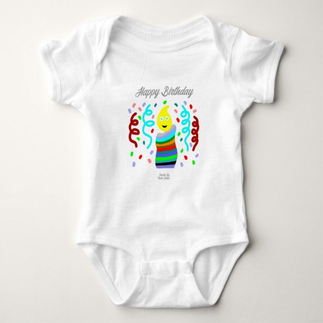 Feliz Cumpleaños con Velita para Bebé Jersey Bodys (Anverso)