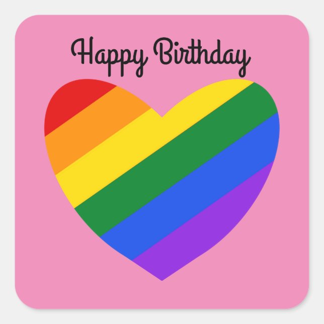 Feliz cumpleaños corazón arcoiris #1 Pegatinas (Anverso)