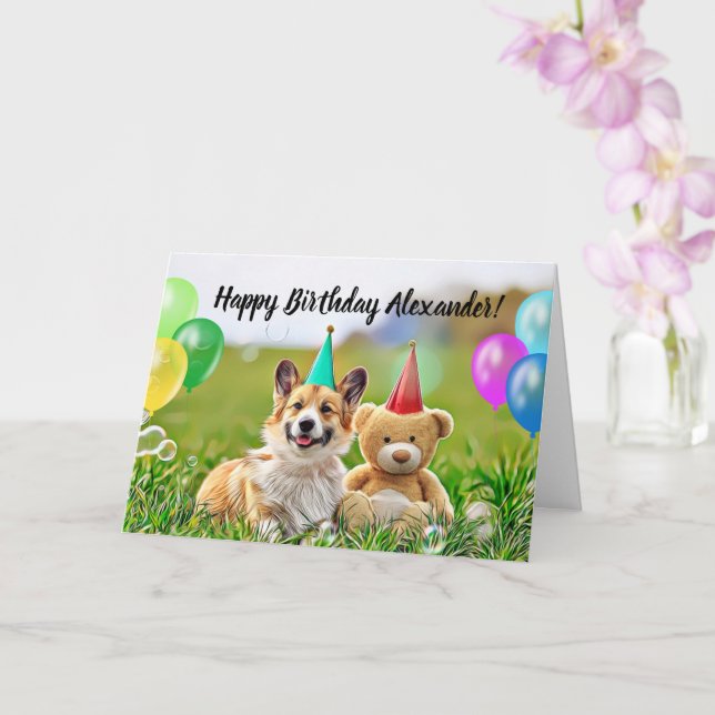 Feliz cumpleaños Corgi Dog tarjeta de felicitación (Orquídea)