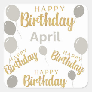 Feliz cumpleaños Cumpleaños de abril Calcomanía