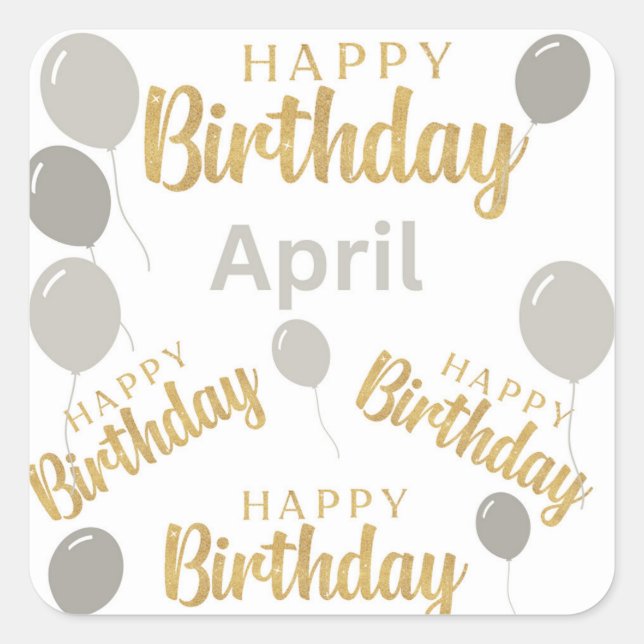 Feliz cumpleaños Cumpleaños de abril Calcomanía (Anverso)