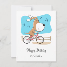 Feliz cumpleaños Cute Dog Puppy Bicicleta
