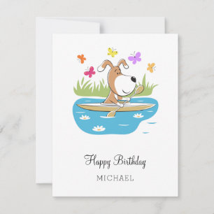Feliz cumpleaños Cute Dog Puppy Kayak Kayak Kayaki