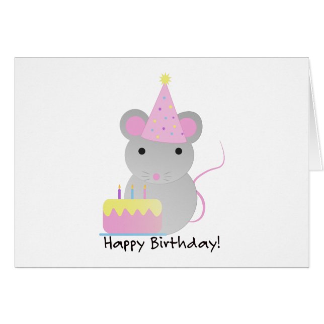 Feliz Cumpleaños Cute Parrty Mouse (Anverso (Horizontal))