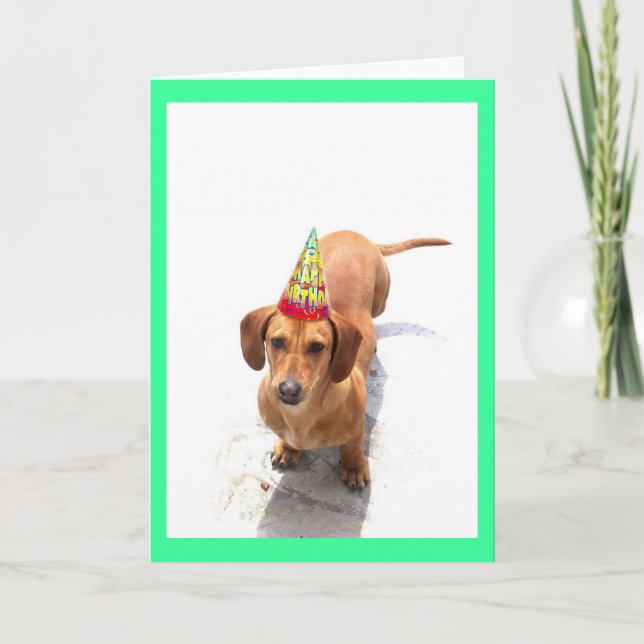 Feliz cumpleaños Dachshund tarjeta de saludo (Anverso)