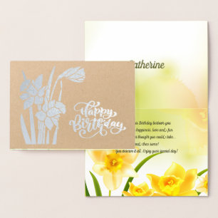 Feliz cumpleaños. Daffodils Tarjetas de Relieve me