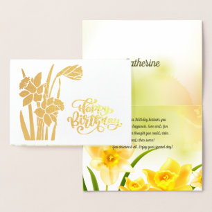 Feliz cumpleaños. Daffodils Tarjetas de Relieve me