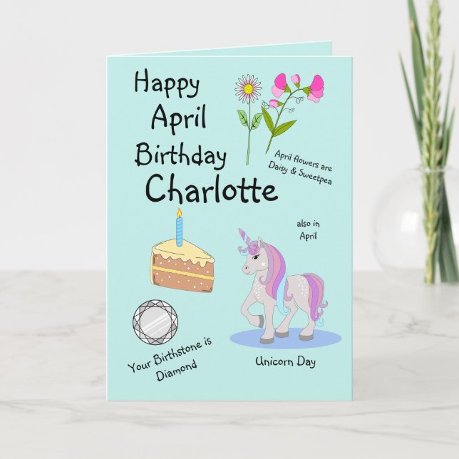 Feliz cumpleaños de abril tarjeta de felicitación  (Anverso)