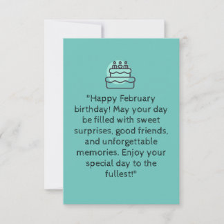 ¡Feliz cumpleaños de febrero! | tarjeta azul de sa