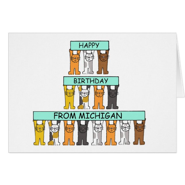 Feliz cumpleaños de gatos Personalizados de Michig (Anverso (Horizontal))