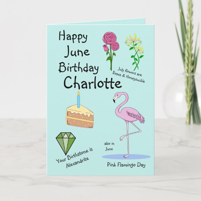 Feliz cumpleaños de junio tarjeta de felicitación  (Anverso)