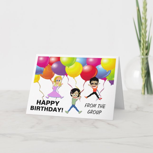 Feliz Cumpleaños De La Tarjeta De Saludo Del Grupo (Anverso)
