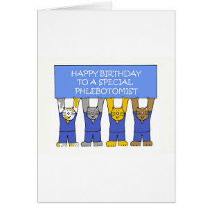 Feliz cumpleaños de Phlebotomist, gatos del dibuj