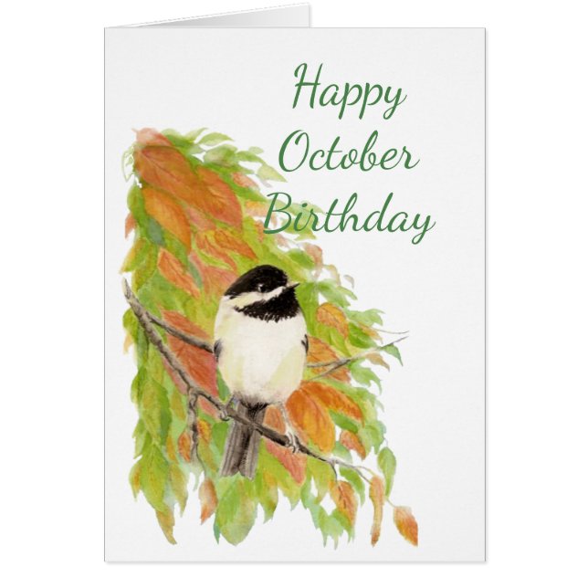 Feliz cumpleaños de septiembre otoño arte de pájar (Frente)