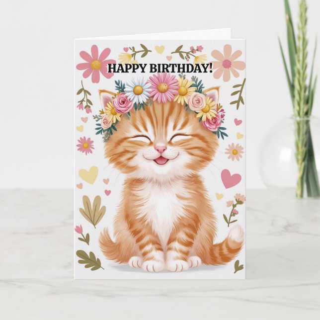 Feliz cumpleaños desde la tarjeta graciosa de gato (Anverso)