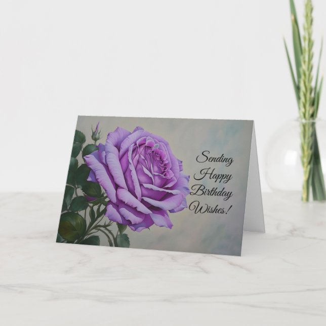 Feliz Cumpleaños Deseos de la Tarjeta de Flor Purp (Anverso)