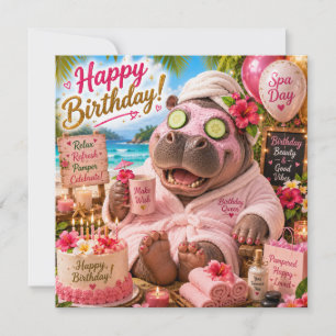 Feliz Cumpleaños Día de Spa del Hipopótamo en la P
