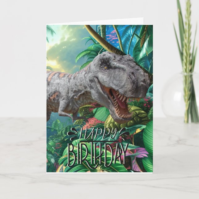 Feliz cumpleaños Dinosaurio Gran Tarjeta Jurásica  (Anverso)