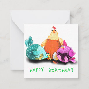 Feliz cumpleaños, divertidas tarjetas de pollo - P