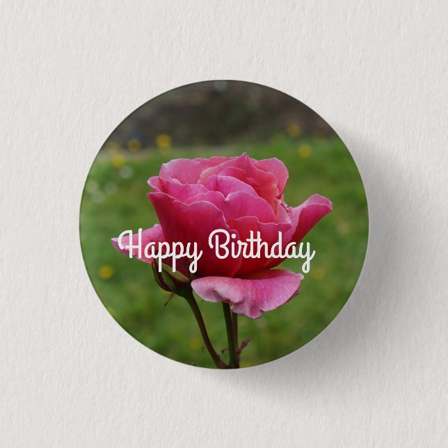 Feliz cumpleaños Duet Rosa #1 Botón Pinback (Anverso)