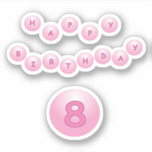Feliz Cumpleaños Edad 8 Pegatina de Bolas Saltarin