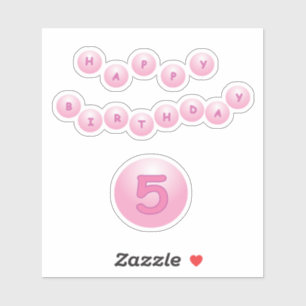 Feliz cumpleaños, edad de 5 años, Pegatina de bola
