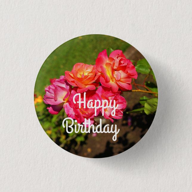 Feliz cumpleaños, el botón #1 del Rosa de abrigo d (Anverso)