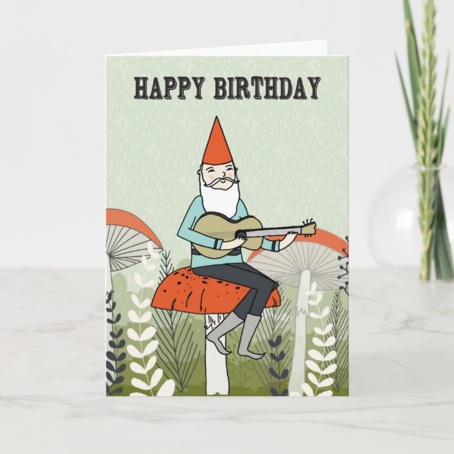 Feliz cumpleaños - el gnomo juega la tarjeta de (Anverso)