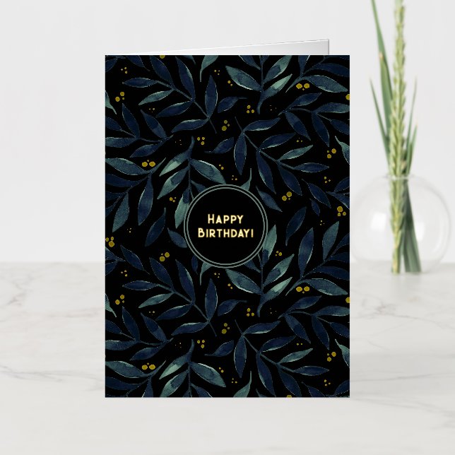 Feliz cumpleaños, elegantes ramas florales (Anverso)
