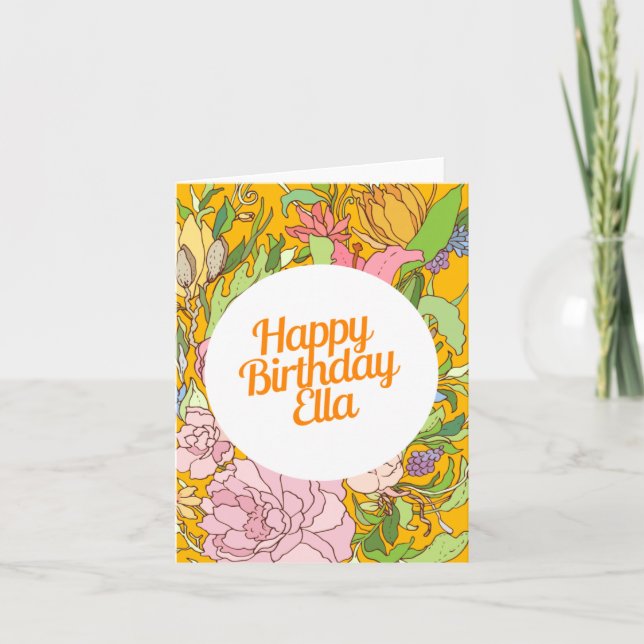 Feliz cumpleaños Ella | Tarjeta de cumpleaños flor (Anverso)