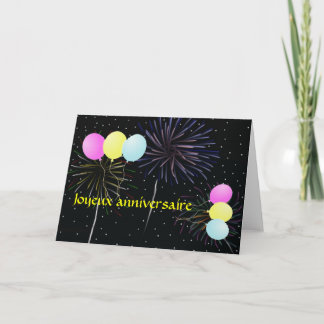 Feliz cumpleaños en la tarjeta francesa