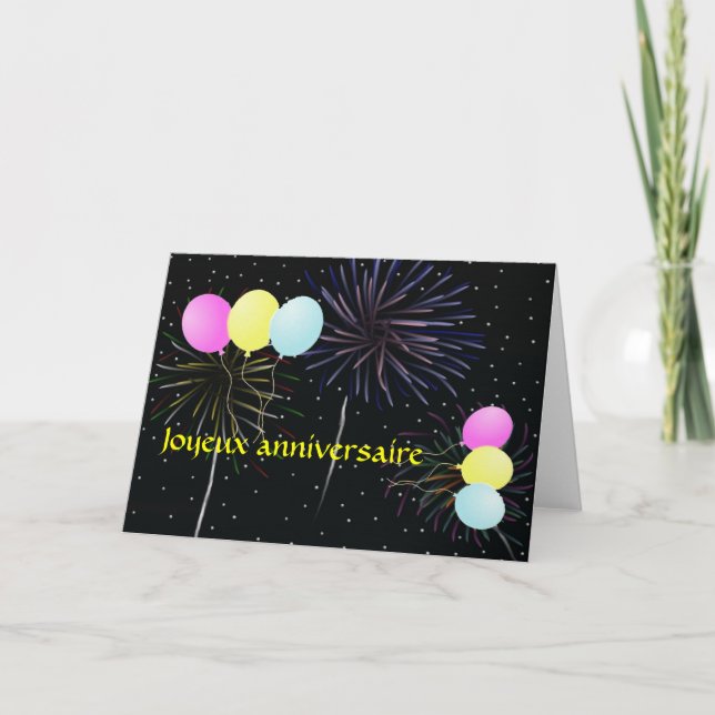 Feliz cumpleaños en la tarjeta francesa (Anverso)