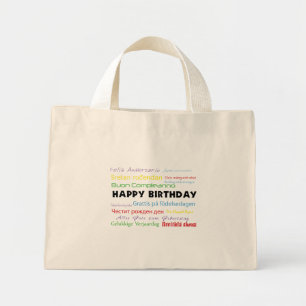 Feliz cumpleaños en muchos idiomas Bolsa reutiliza