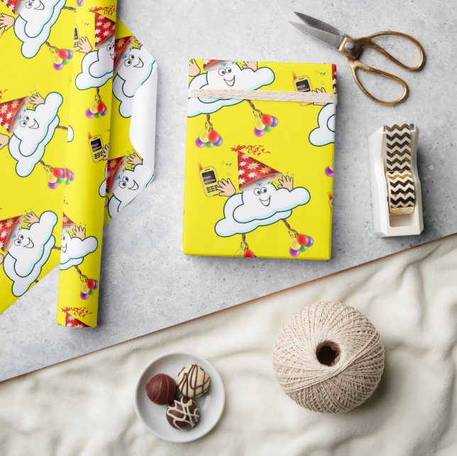 Feliz cumpleaños envolviendo las nubes de papel IP (Artesanía)