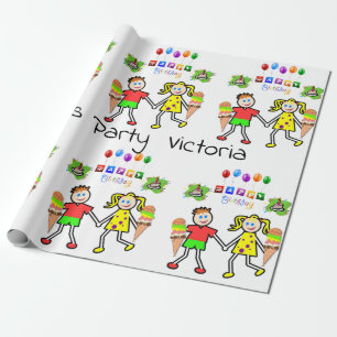 Feliz cumpleaños envolviendo papel helado