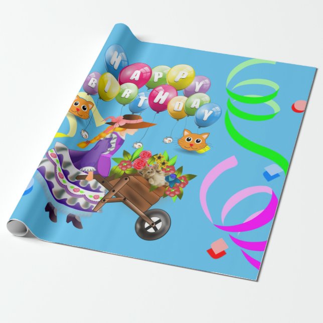 Feliz cumpleaños, envuelto de papel victoriano (Desenrollado)